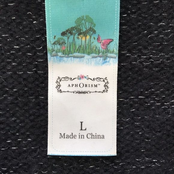 Aphorism Black And Metallic Silver Mohair Blend Plunging Cowel Neck Sweater Sz L - Picture 2 of 5